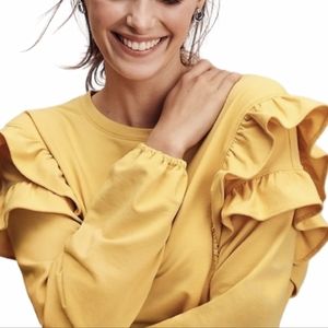Ann Taylor Yellow Ruffle Sweatshirt